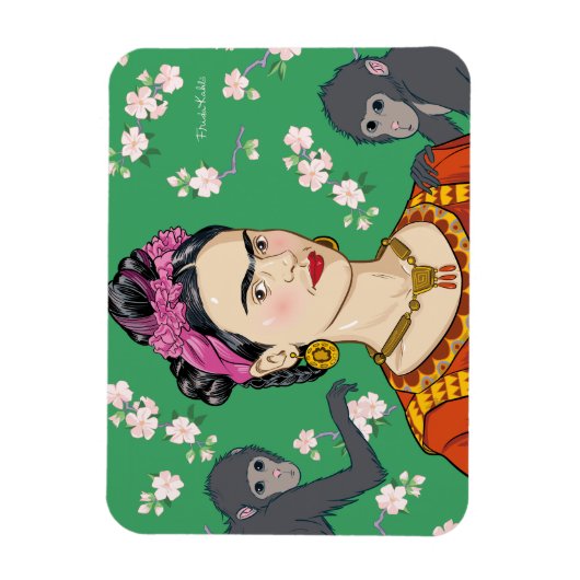Frida Kahlo Monkey Graphic Magneet (Verticaal)