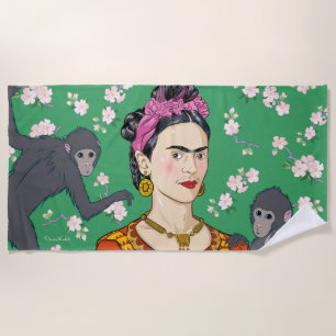 Frida Kahlo Monkey Graphic Strandlaken