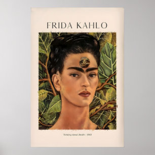 Frida Kahlo nadenkend over de dood Zelfportret Poster