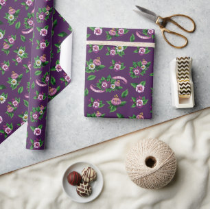 Frida Kahlo   Paars Bloemboeketpatroon Cadeaupapier