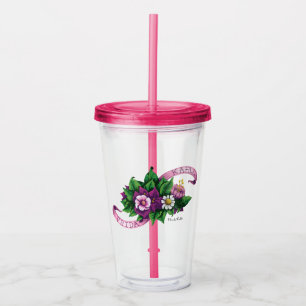 Frida Kahlo   Paarse Floral Bouquet Acryl Drinkbeker