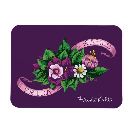 Frida Kahlo | Paarse Floral Bouquet Magneet (Horizontaal)