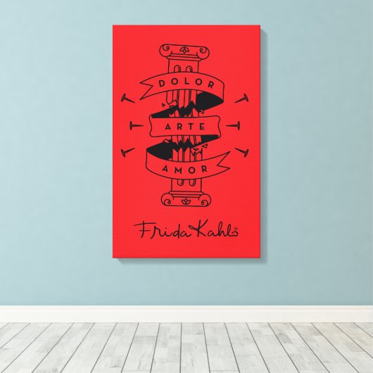 Frida Kahlo | Pain Art Love Canvas Afdruk (Insitu (Houten vloer))