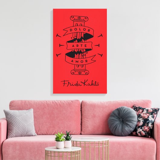 Frida Kahlo | Pain Art Love Canvas Afdruk (Insitu (Woonkamer))
