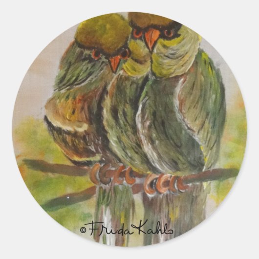 Frida Kahlo Painted Birds Ronde Sticker (Voorkant)