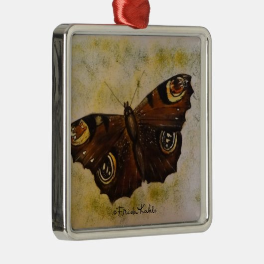 Frida Kahlo Painted Butterfly Metalen Ornament (Rechts)