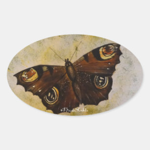 Frida Kahlo Painted Butterfly Ovale Sticker