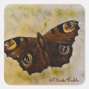 Frida Kahlo Painted Butterfly Vierkante Sticker