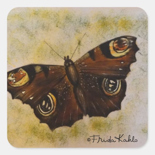 Frida Kahlo Painted Butterfly Vierkante Sticker (Voorkant)