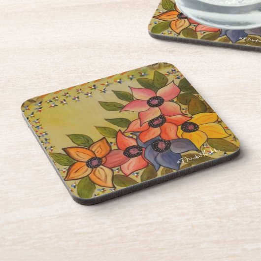 Frida Kahlo Painted Flores Bier Onderzetter (Linkerzijde)