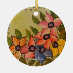 Frida Kahlo Painted Flores Keramisch Ornament