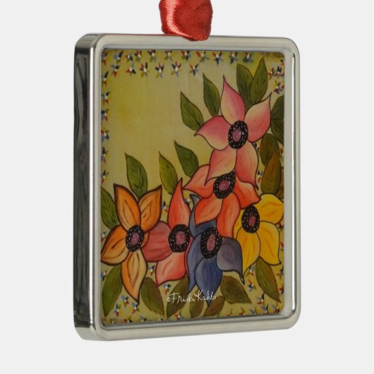 Frida Kahlo Painted Flores Metalen Ornament (Rechts)