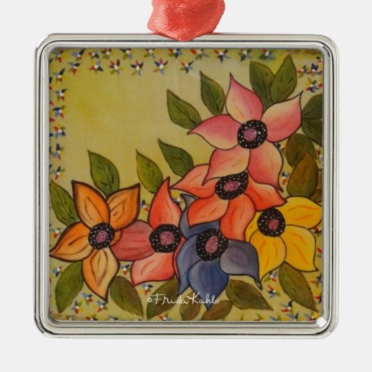 Frida Kahlo Painted Flores Metalen Ornament (Voorkant)