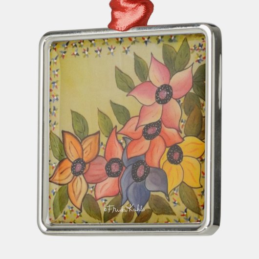 Frida Kahlo Painted Flores Metalen Ornament (Links)