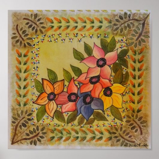 Frida Kahlo Painted Flores Poster (Voorkant)