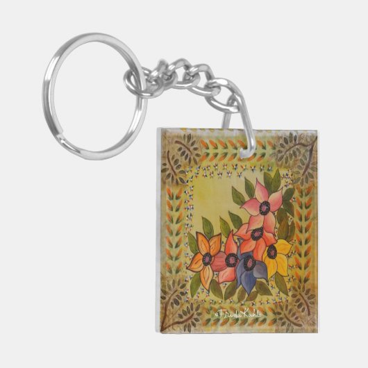 Frida Kahlo Painted Flores Sleutelhanger (Voorkant Links)