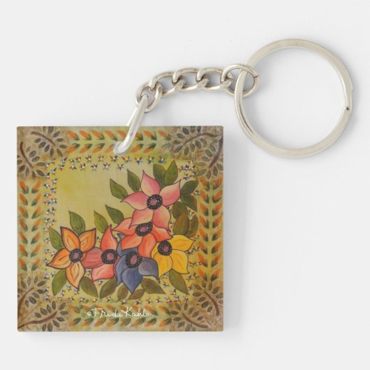 Frida Kahlo Painted Flores Sleutelhanger (Achterkant)
