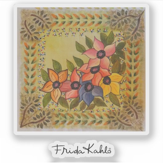 Frida Kahlo Painted Flores Sticker (Voorkant)
