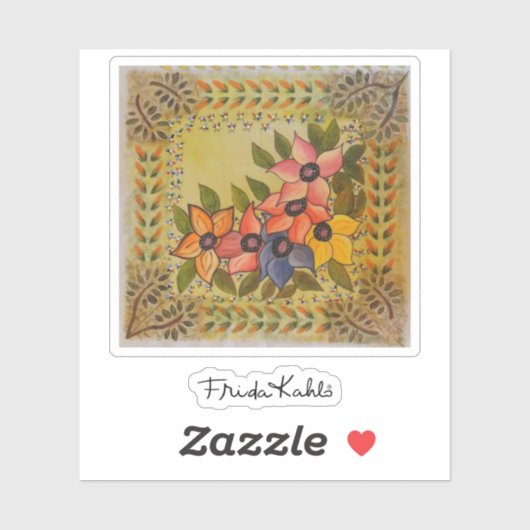 Frida Kahlo Painted Flores Sticker (Vel)
