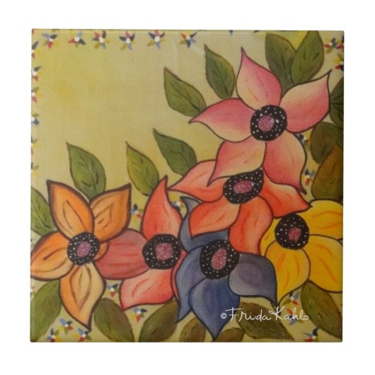 Frida Kahlo Painted Flores Tegeltje (Voorkant)
