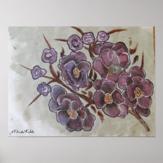 Frida Kahlo Painted Flowers Poster (Voorkant)