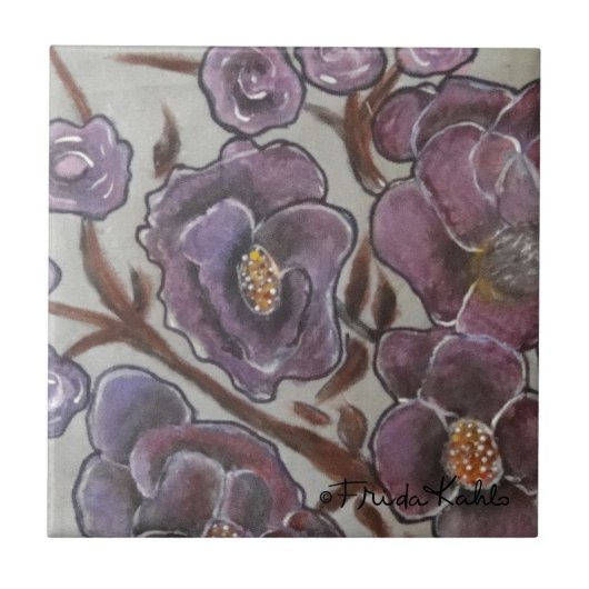 Frida Kahlo Painted Flowers Tegeltje (Voorkant)