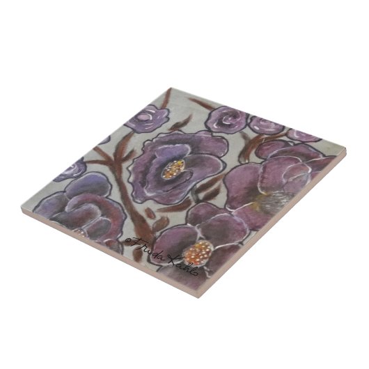 Frida Kahlo Painted Flowers Tegeltje (Zijkant)