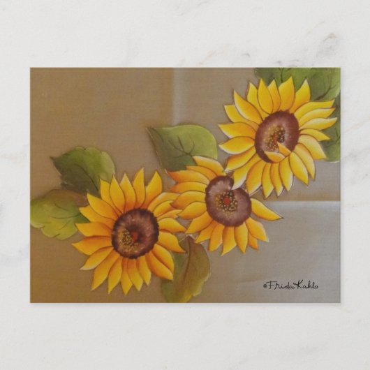 Frida Kahlo Painted Sunflower Briefkaart (Voorkant)