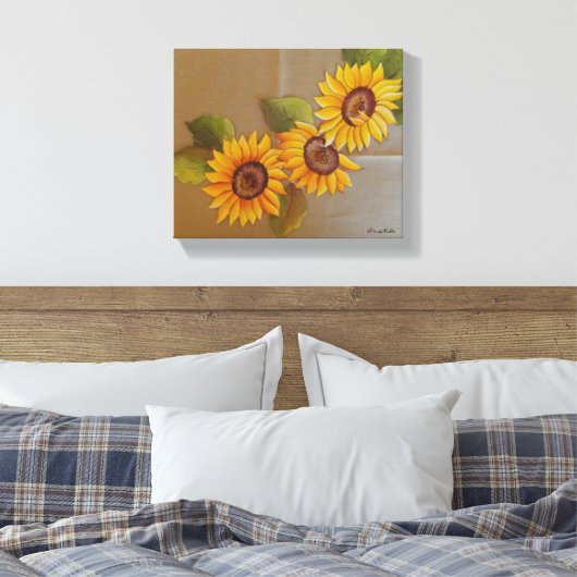 Frida Kahlo Painted Sunflower Canvas Afdruk (Insitu (Slaapkamer))