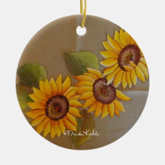 Frida Kahlo Painted Sunflower Keramisch Ornament (Voorkant)