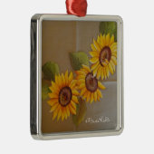 Frida Kahlo Painted Sunflower Metalen Ornament (Rechts)
