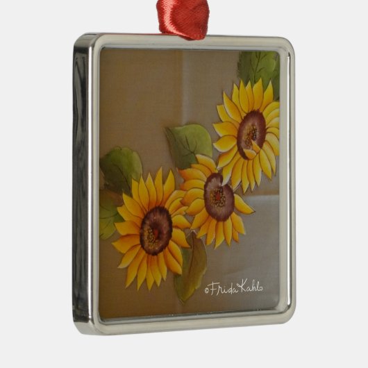 Frida Kahlo Painted Sunflower Metalen Ornament (Rechts)