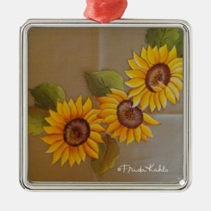 Frida Kahlo Painted Sunflower Metalen Ornament