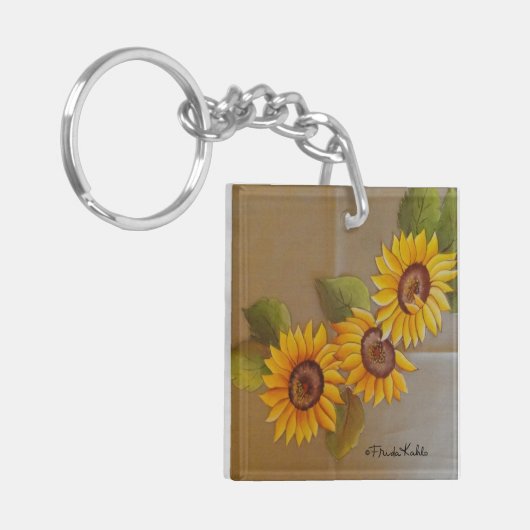 Frida Kahlo Painted Sunflower Sleutelhanger (Voorkant Links)