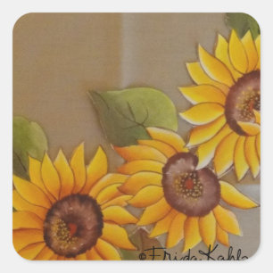 Frida Kahlo Painted Sunflower Vierkante Sticker
