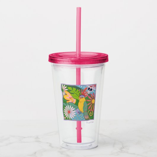 Frida Kahlo Parrot Graphic Acryl Drinkbeker (Voorkant)
