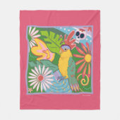 Frida Kahlo Parrot Graphic Fleece Deken (Voorkant)