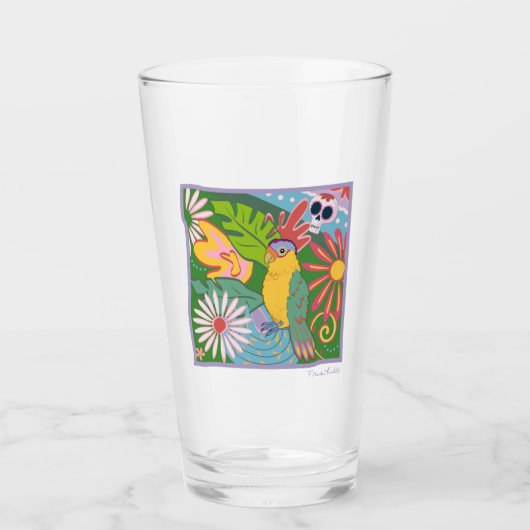 Frida Kahlo Parrot Graphic Glas (Voorkant)