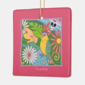 Frida Kahlo Parrot Graphic Keramisch Ornament (Links)