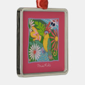 Frida Kahlo Parrot Graphic Metalen Ornament (Rechts)