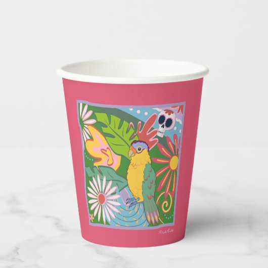 Frida Kahlo Parrot Graphic Papieren Bekers (Voorkant)