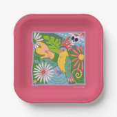 Frida Kahlo Parrot Graphic Papieren Bordje (Voorkant)