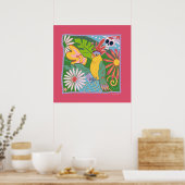 Frida Kahlo Parrot Graphic Poster (Keuken)