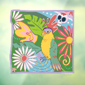 Frida Kahlo Parrot Graphic Raamsticker (Vel 3)