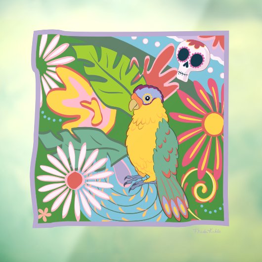 Frida Kahlo Parrot Graphic Raamsticker (Vel 3)