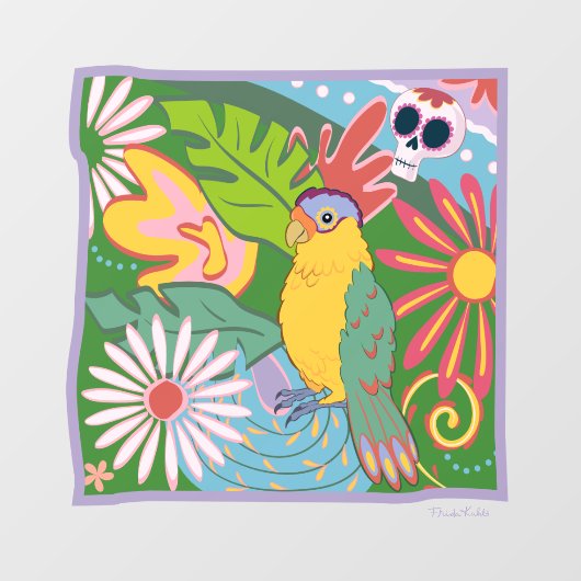 Frida Kahlo Parrot Graphic Raamsticker (Vel)