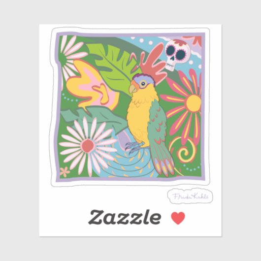 Frida Kahlo Parrot Graphic Sticker (Vel)