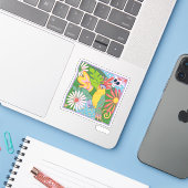 Frida Kahlo Parrot Graphic Sticker (Laptop met iPhone)