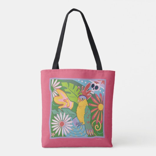 Frida Kahlo Parrot Graphic Tote Bag (Achterkant)