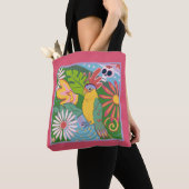 Frida Kahlo Parrot Graphic Tote Bag (Dichtbij)